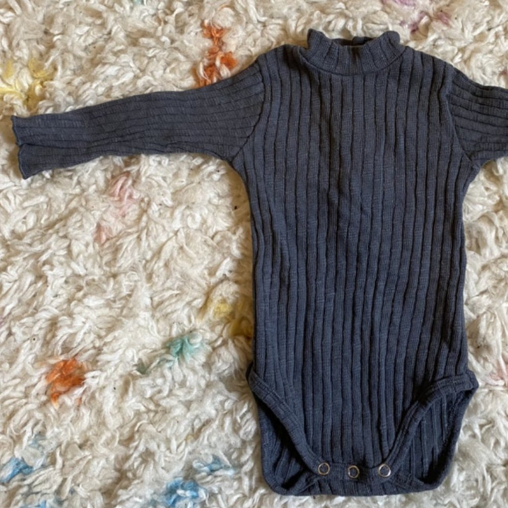 Violeta Charcoal Rubbed Mock Neck Onesie Bodysuit